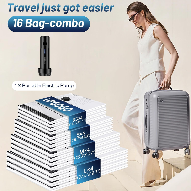 Travel Vacuum Storage Bags Electric Pump 16 Pack Compression Luggage1