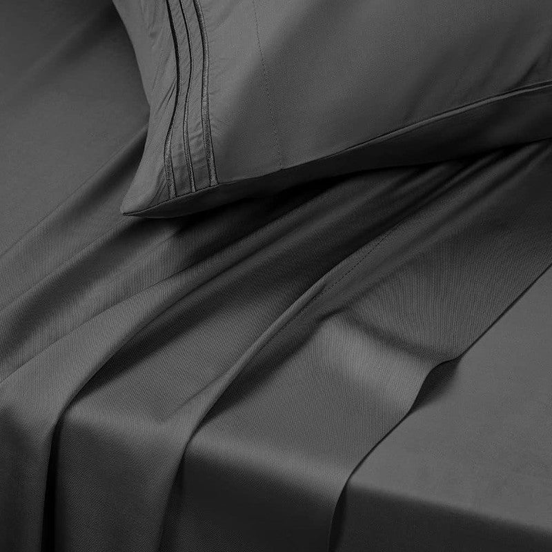 Luxury 1800 Thread Count Microfiber Bed Sheet Set   Queen Black, 4 Pieces3