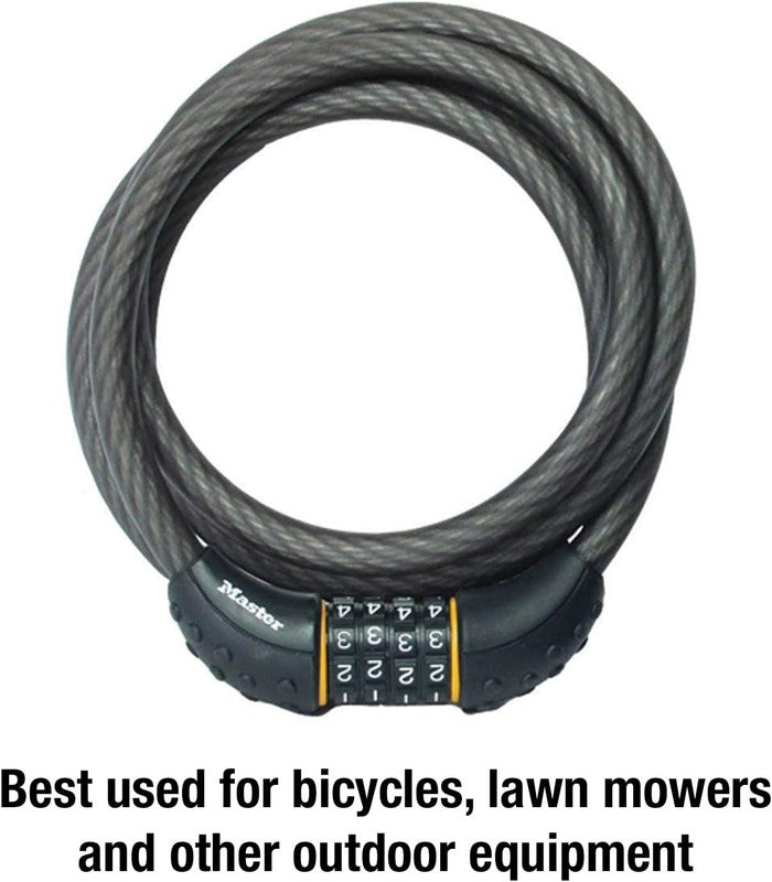 Cable Lock, Set Your Own Combination Bike Lock, 6 Ft. Long, Black, 8122D2