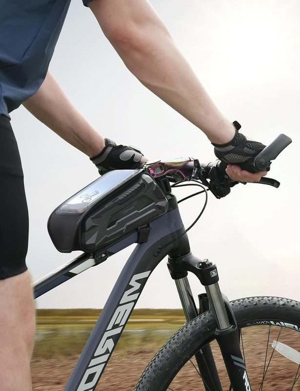 Waterproof Bike Frame Bag Phone Holder 1.6L Top Tube Pouch for Phones 7"6