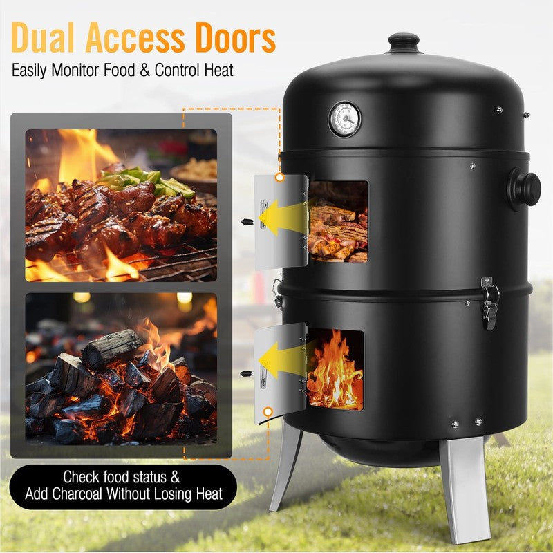 16 Inch BBQ Charcoal Grill, 6 in 1 Cooking Modes, Thermometer, Detachable Design3