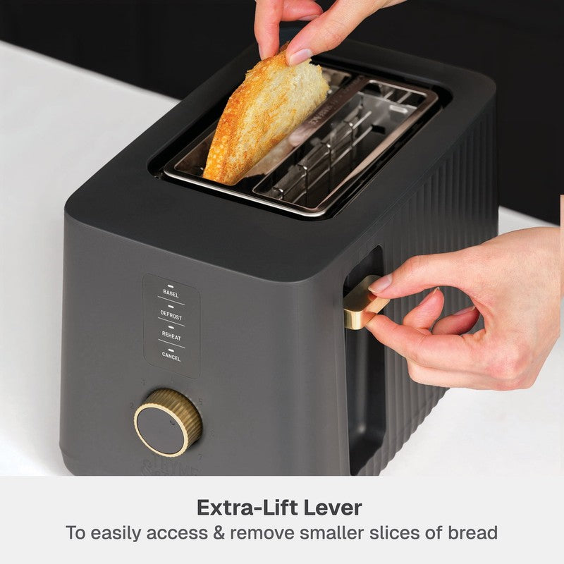 2 Slice Toaster Extra Wide Slots Slide Out Removable Crumb Tray Slate Grey6