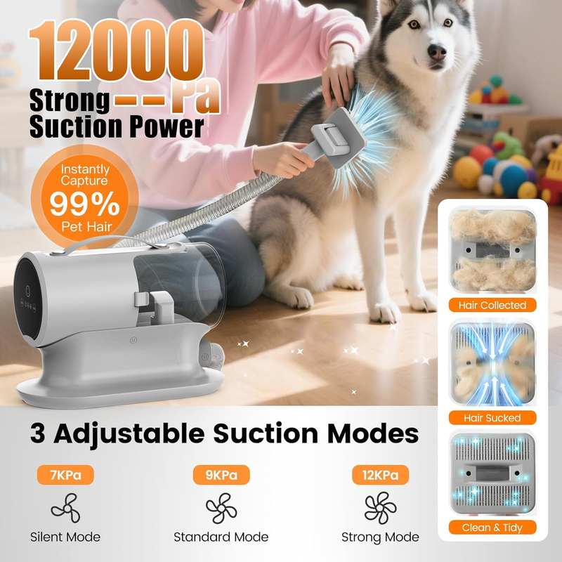 Dog Grooming Vacuum and Kit with Clipper Nail Trimmer Grinder, 12000Pa Pet Vacuu1