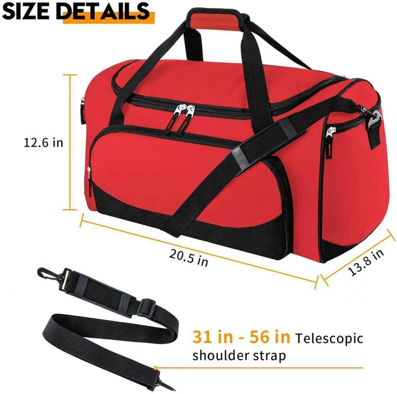 55L Women’s Gym Duffle Bag Large Red Sports Workout Travel Gear Red2