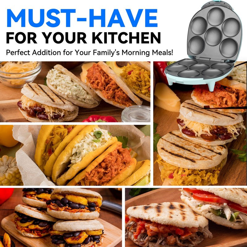 Electric 6 Holes Arepas Maker, Mini Pancakes Maker, Pancake Maker Pan, Tostiarep4