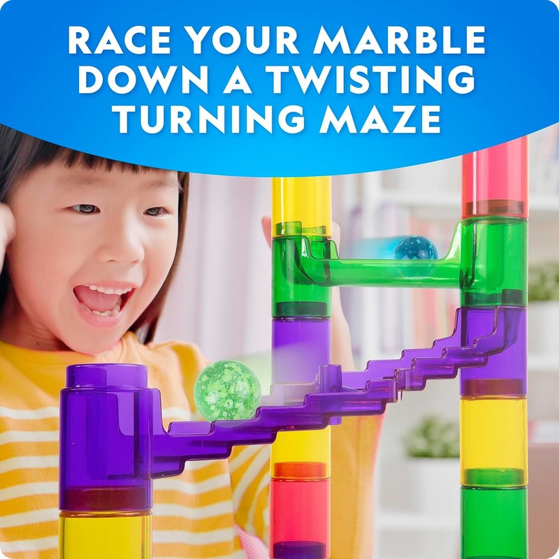 NATIONAL GEOGRAPHIC Glowing Marble Run – Construction Set with 15 Glow in the Da4
