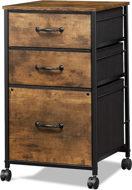 Mobile File Cabinet, Rolling Printer Stand with 3 Drawers, Fabric Vertical Filin10