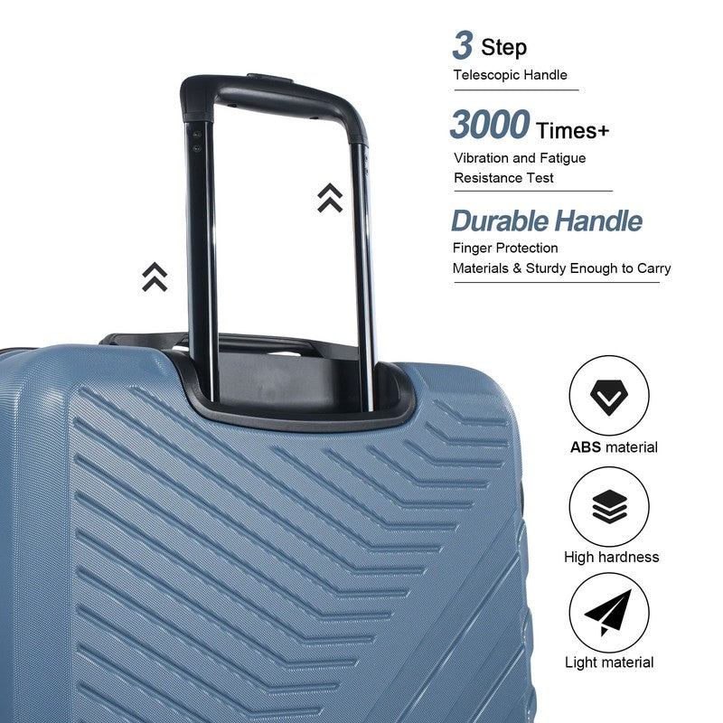 3Pc Hardside Luggage Set TSA Lock Spinner Wheels 20 24 28in Blue2