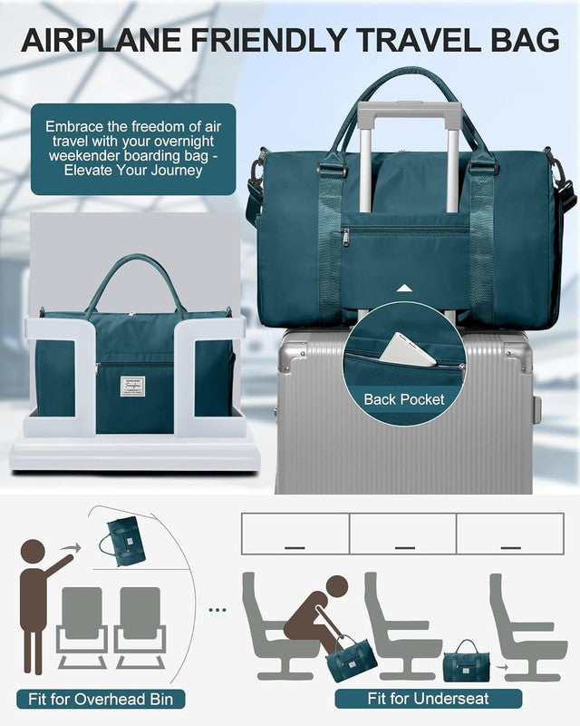 Gym Bag Unisex Shoe Compartment Wet Pocket Travel Duffel Tote Weekend Carry On7