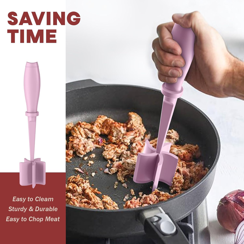 2 Pcs Meat Chopper Hamburger Grinder Ground Beef Turkey Smasher Pink3