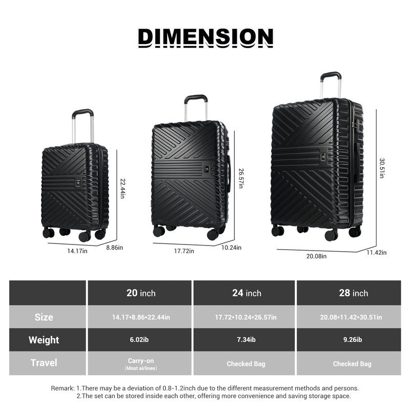 6-Piece Hardshell Luggage Set - Lightweight Suitcase with Carry-On Backpack, Duf7