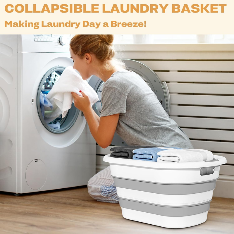 43L(11.5Gallon) Collapsible Laundry Baskets Plastic, Pop up Laundry Hamper/Stora2