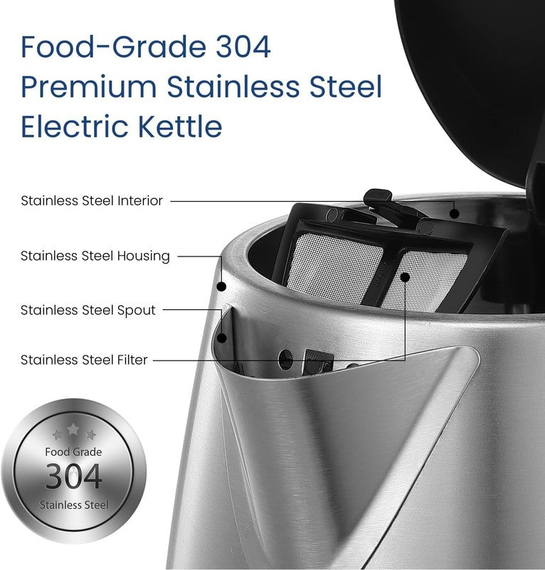 Fast Boil Stainless Steel Electric Kettle with Auto Shut Off & LED Light2