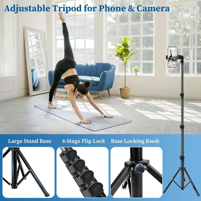 70'' Phone Tripod Selfie Stick w Remote, Aluminum Stand Phone Samsung GoPro3