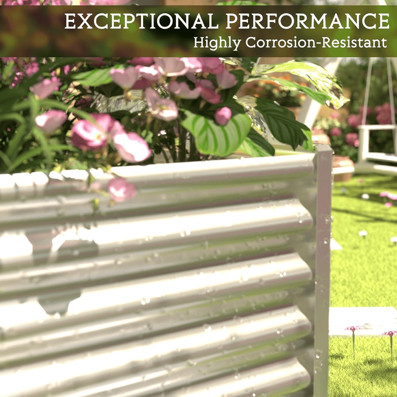 3 Pack Corrugated Galvanized Steel Raised Garden Bed Outdoor, Metal above Ground5