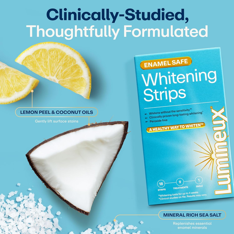 Teeth Whitening Strips Kit Peroxide Free 9 Treatments Enamel Safe4