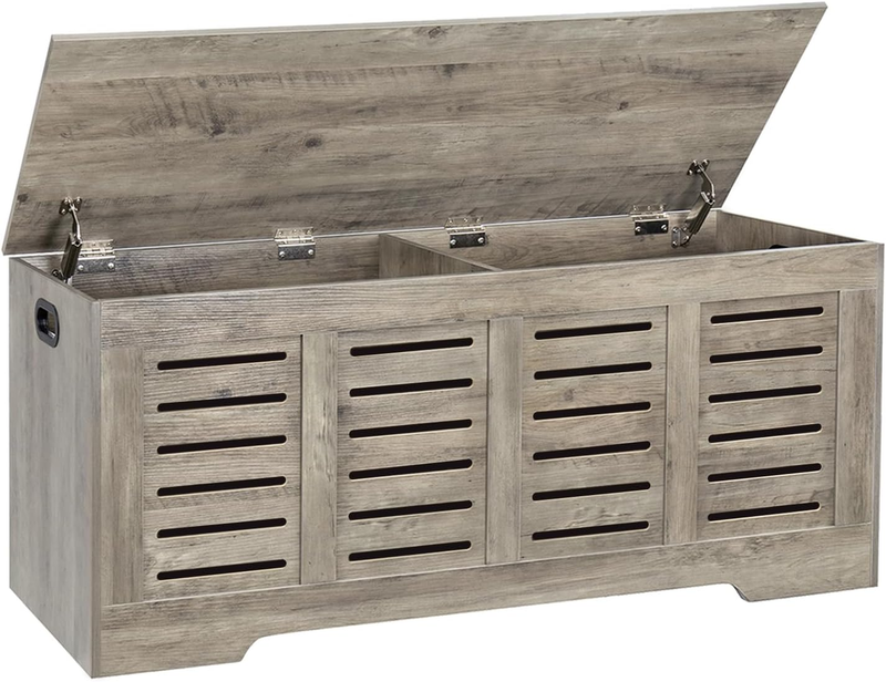 47.3'' Wooden Toy Box Storage Chest Flip Top Entryway Shoe Bench Gray Wash0