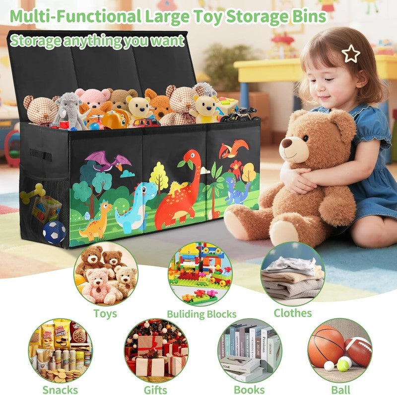 Extra Large Kids Toy Box Foldable Dinosaur Storage Bin Organizer Black1