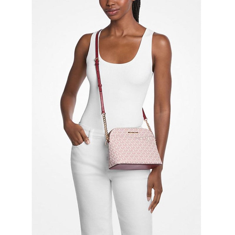 Women’s Jet Set Travel Medium Signature Logo Dome Crossbody Bag Cherry2