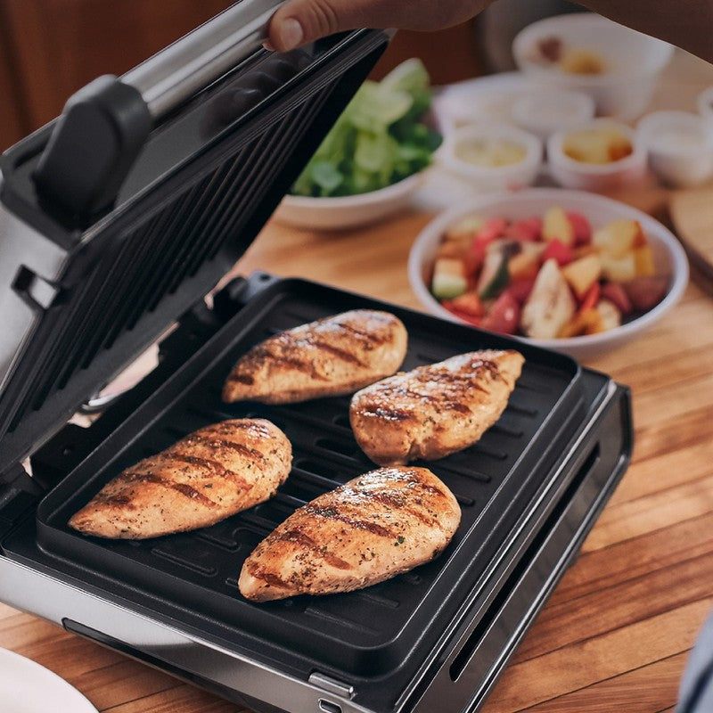 4–6 Serving Electric Indoor Grill, Contact Smokeless Grilling with Removable Pla3