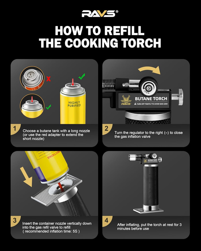 Butane Torch Lighter Dual Flame Mode Refillable Cooking Creme Brulee Mini7