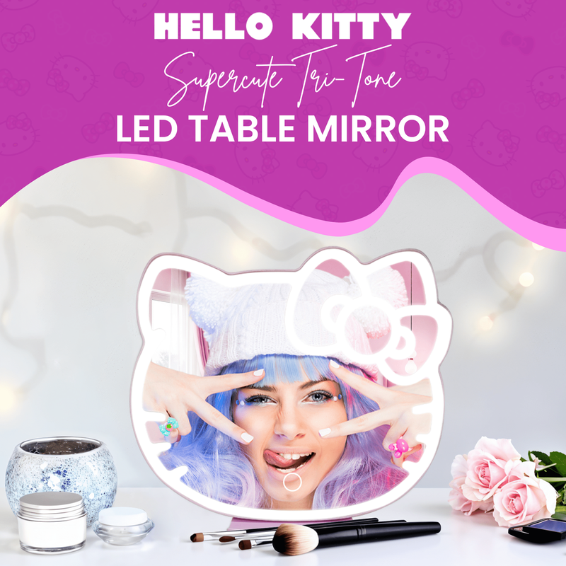 Impressions Vanity Supercute Hello Kitty Tri Tone LED Table Mirror with Lights a8