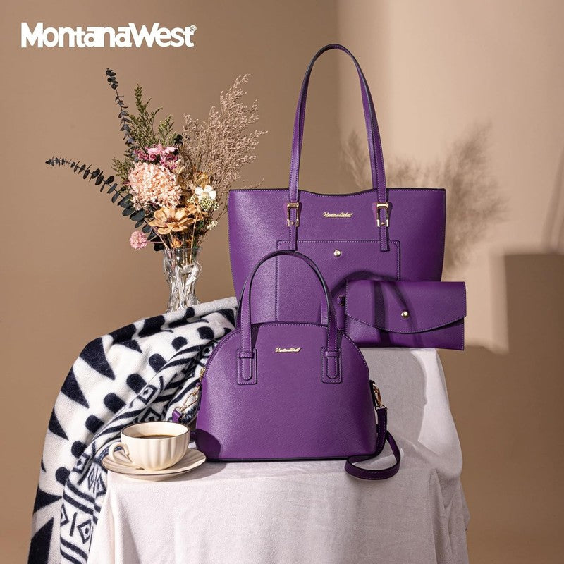 3PCS Purses for Women Tote Bag and Wallet Set Shoulder Satchel Handbags5