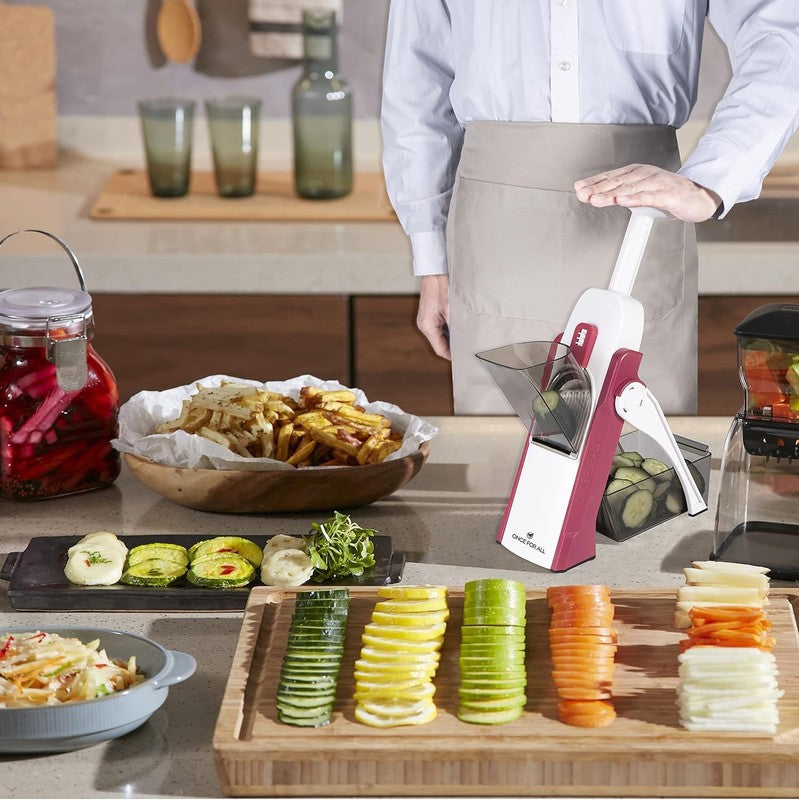 Safe Mandoline Slicer 5 in 1 Vegetable Cutter, Strips Julienne Dicer Adjustable 6