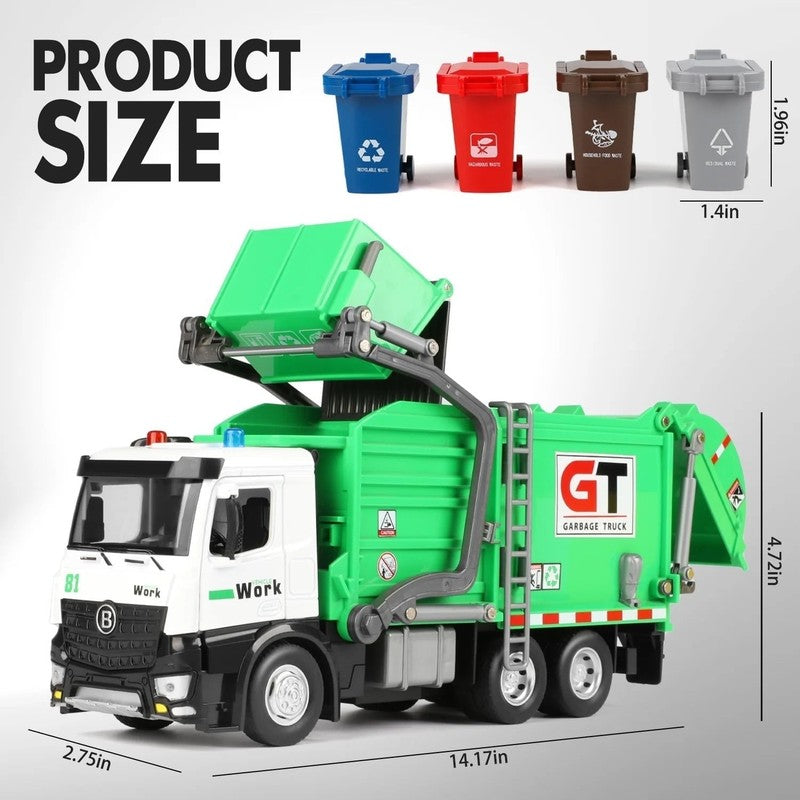 Garbage Truck Toys for Kids Boys, Play Vehicle Trash Truck Toys with Dumpster an6