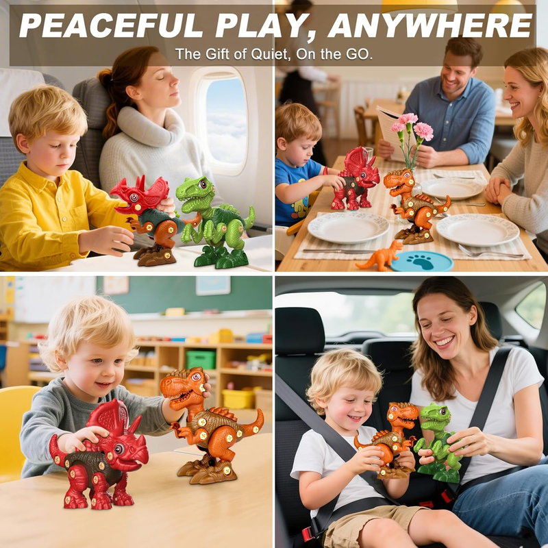 3 Pack Dinosaur STEM Building Toys Drill Construction Set Kids4
