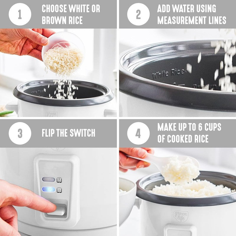 Rice Cooker 3-Cup PFAS-Free Ceramic Removable Pot White Multicooker9