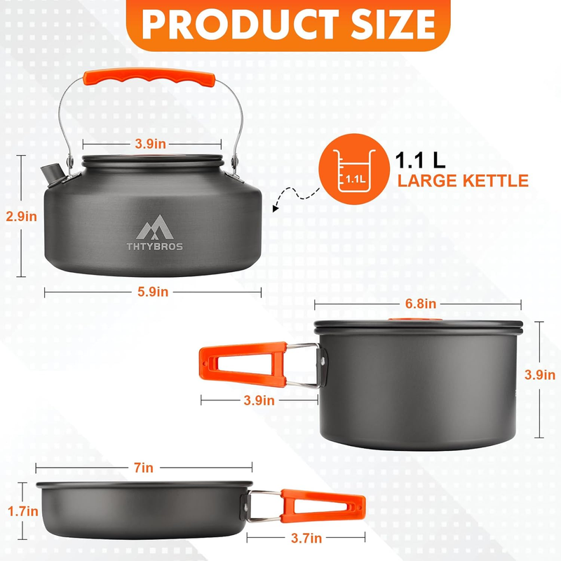 17Pcs Camping Cookware Set Hiking Pot Pan Kettle Stainless Steel Kit1