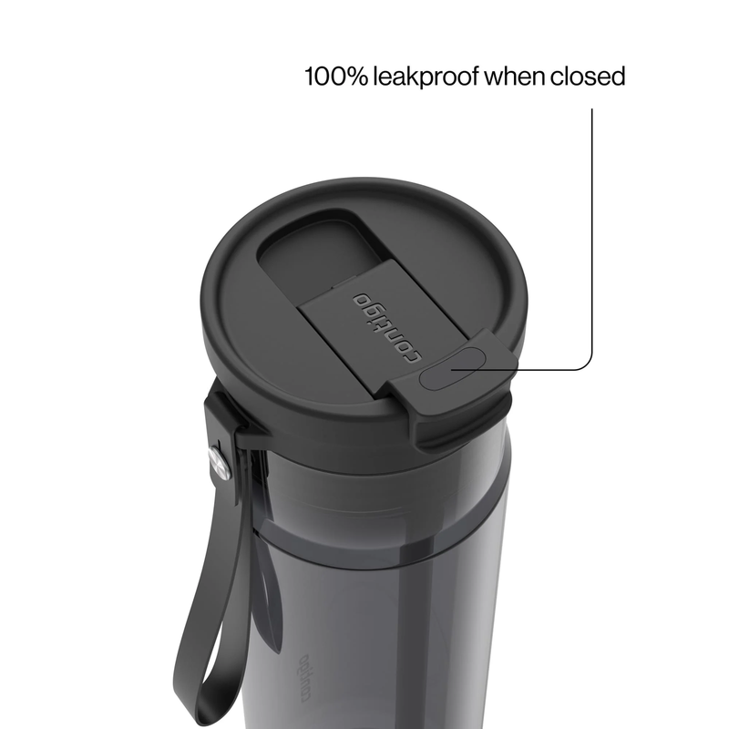 DualSip 28oz Water Bottle Tumbler with Straw Black/Clear2