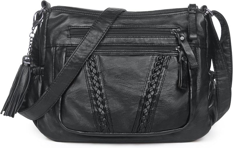 Women Crossbody Bag Tassel PU Leather Shoulder Handbag Purse Pocketbook9