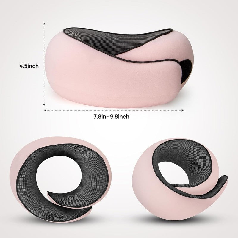 Memory Foam Travel Neck Pillow 360° Support for Airplane & Car – Pink5