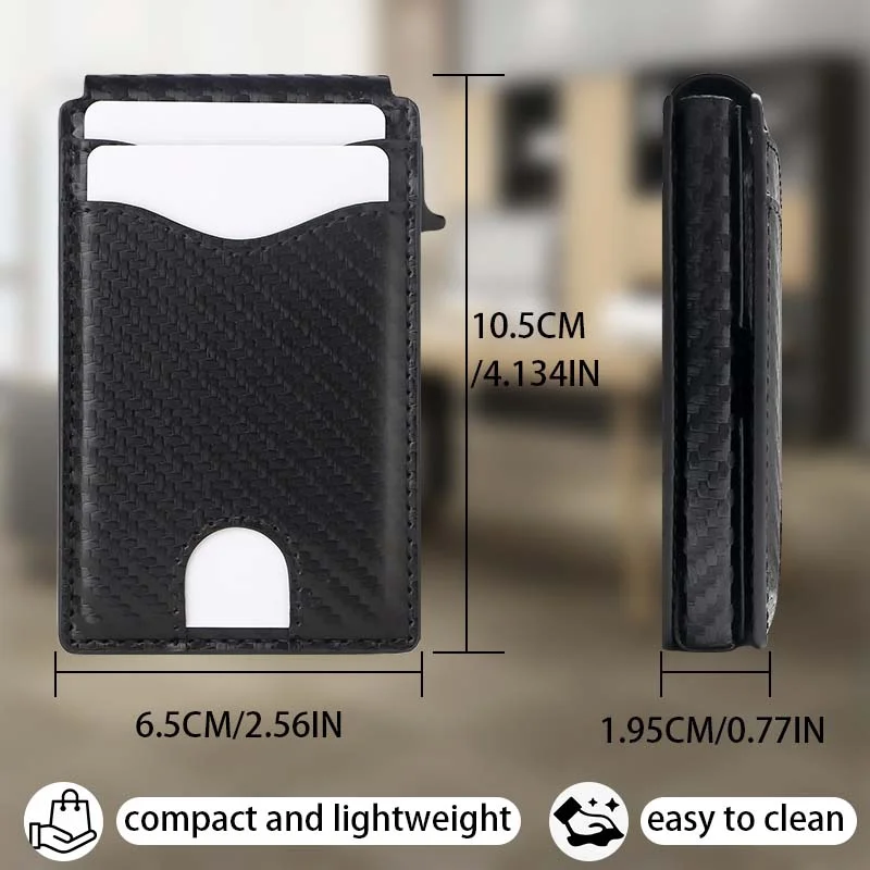 Men's Slim Pop Up Wallet RFID Blocking Bifold Metal Card Holder ID Window 9 136