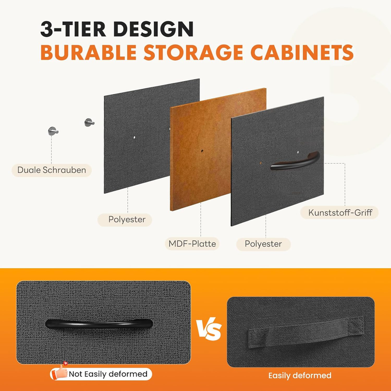 8 Drawer Fabric Dresser Storage Tower Steel Frame Wood Top Grey4