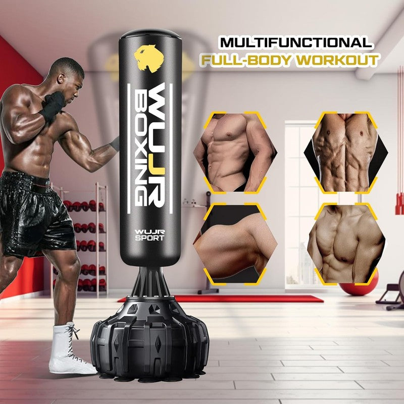 70in Freestanding Punching Bag w Gloves Heavy Boxing Bag Suction Base1