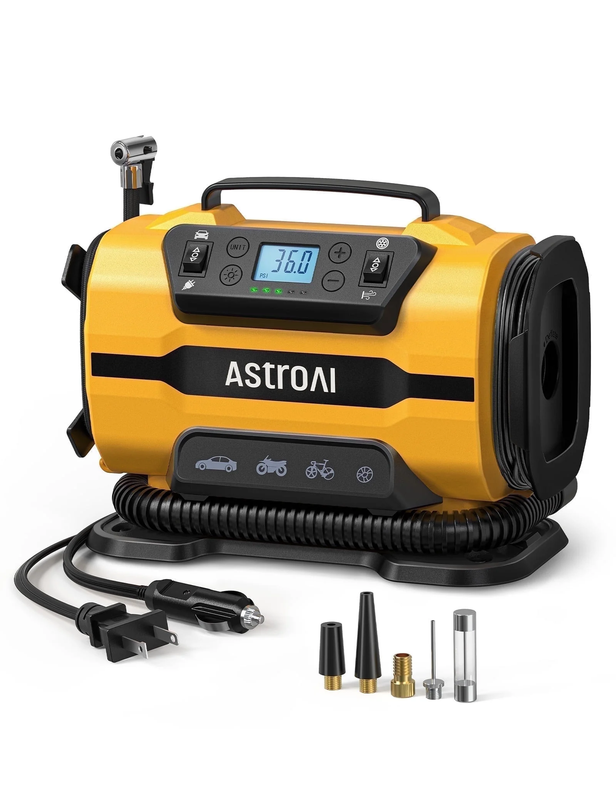 Tire Inflator Air Compressor, 150 PSI Car Tire Air Pump with Dual Metal Motors 110