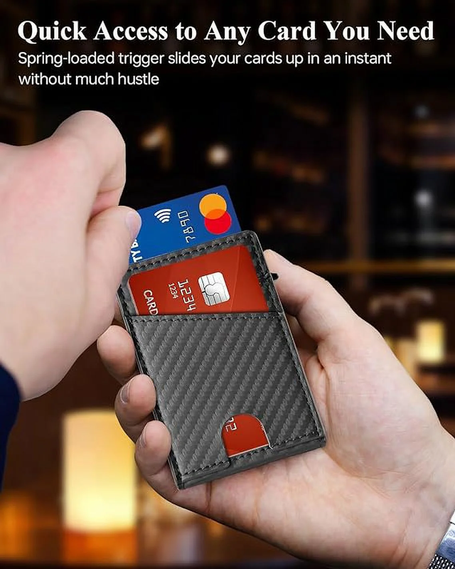 Minimalist Slim Wallet, Men Wallets with POP up Card Holder, RFID Blocking4