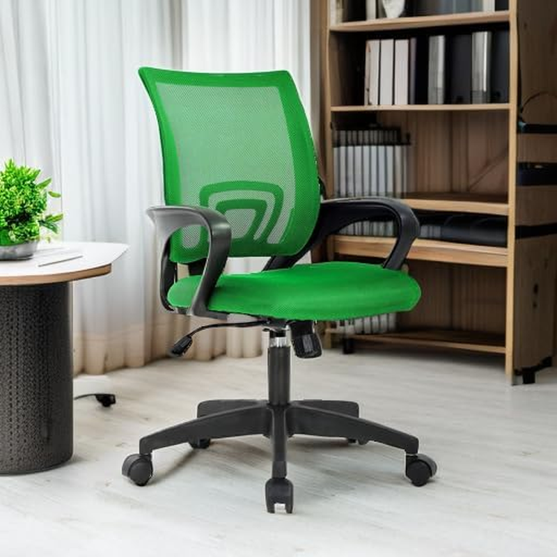 Ergonomic Office Chair Mid Back Swivel Desk Chair Lumbar Support Green1