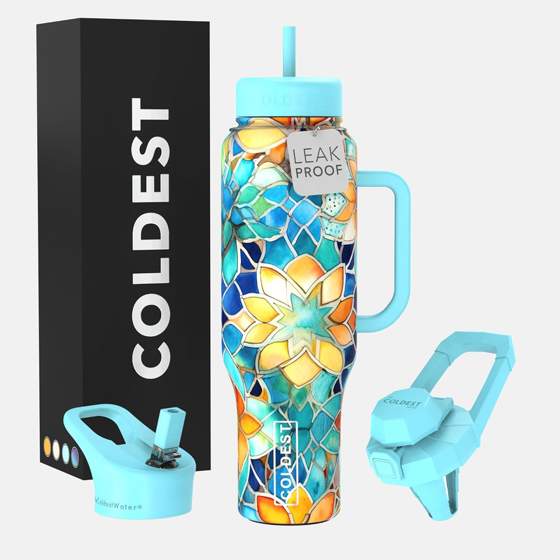 Coldest 46oz Insulated Tumbler with Handle Straw Leak Proof Stainless Steel Cup11