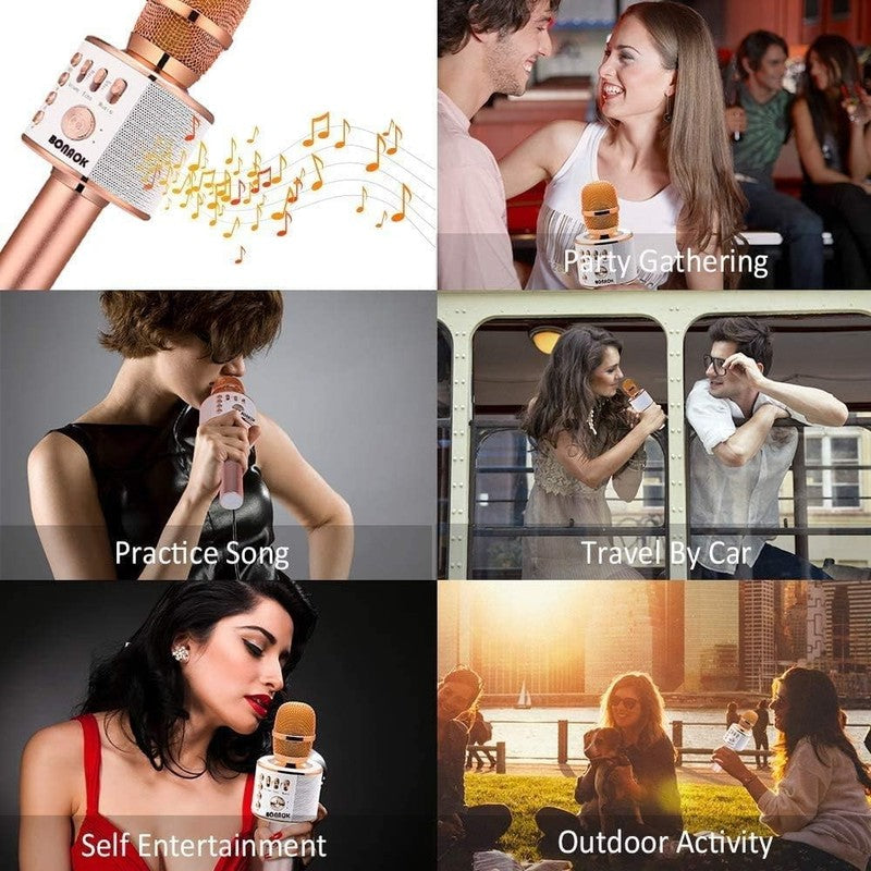 Portable Wireless Bluetooth Karaoke Mic   3 in 1 for Home & Parties (Rose Gold)5