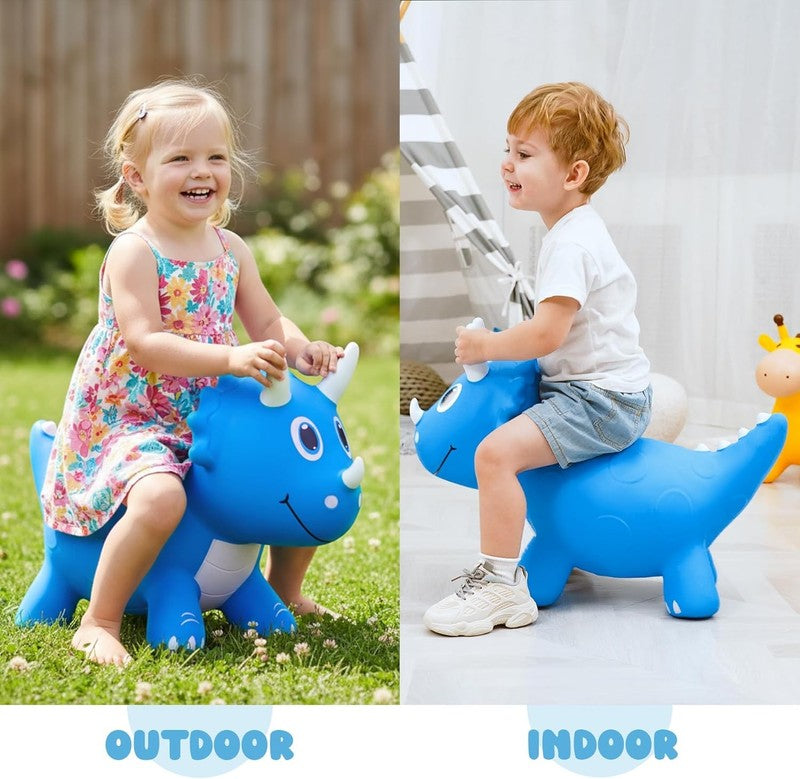 Kids Dinosaur Bouncy Animal Toys, Inflatable Triceratops Bouncer, Ride on Bounce5