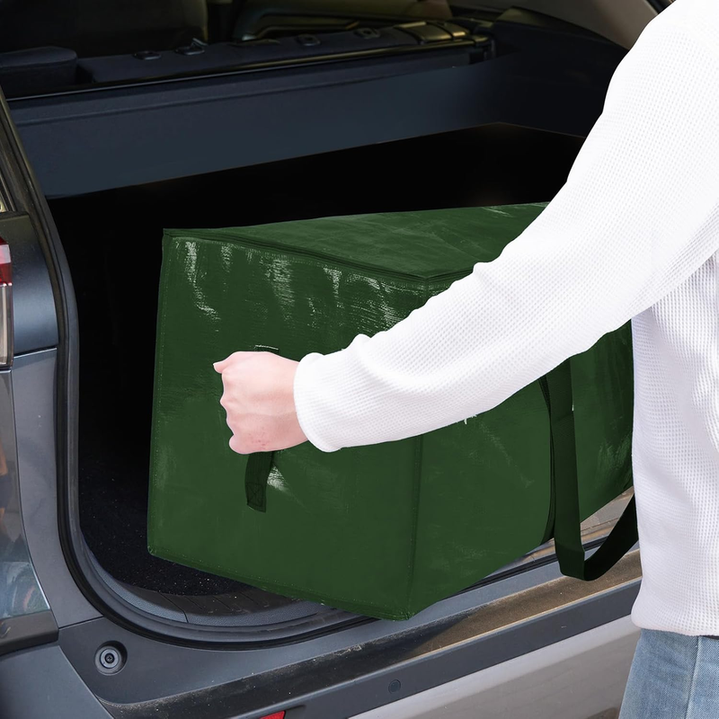 6 Pack Extra Large Heavy Duty Moving Bags Zipper Storage Totes Olive9