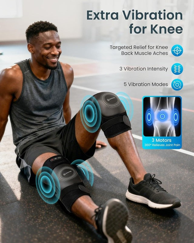 Cordless Knee Massager w/ Graphene Heat Vibration Rechargeable Pain Relief2
