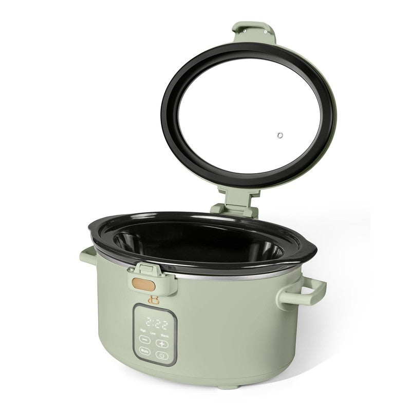 4 Qt Digital Slow Cooker with Hinged Locking Lid, Sage Green by Drew Barrymore5