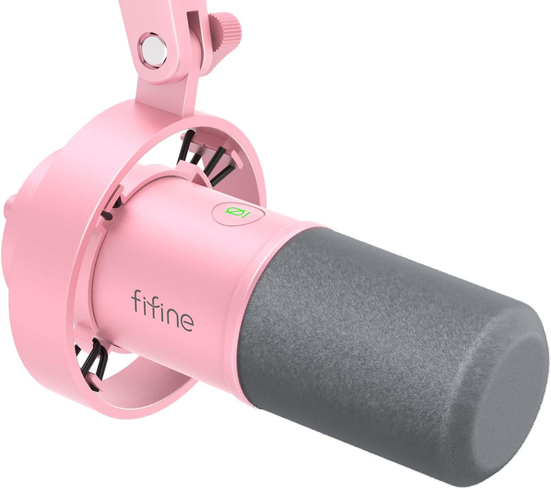 USB/XLR Dynamic Podcast Microphone Studio Mic w/ Mute Gain Monitor K688 Pink9