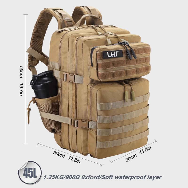 45L Tactical Backpack Military Army Rucksack w/ Shoe Compartment 3 Day Pack4