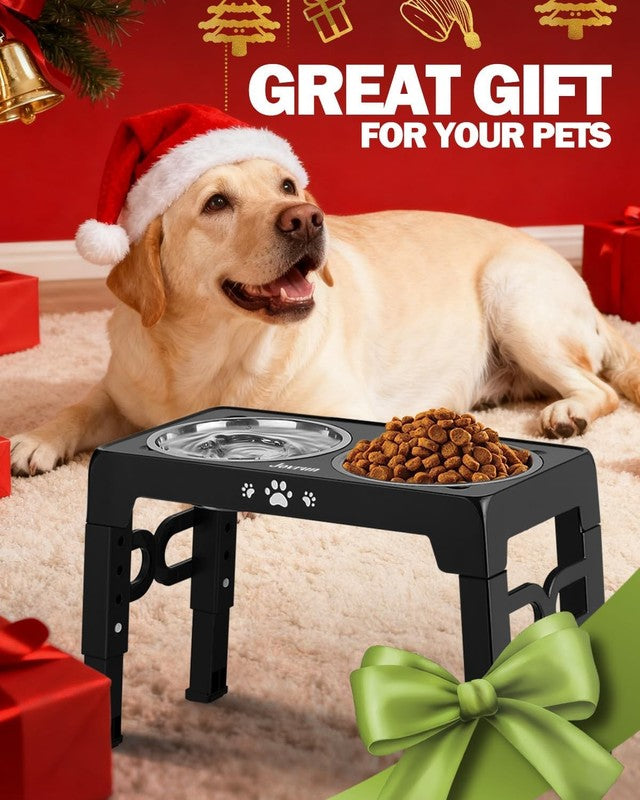 Elevated Dog Bowls, Dog Feeder with Stainless Steel Dishes & Slow Feeder Bowl, 56